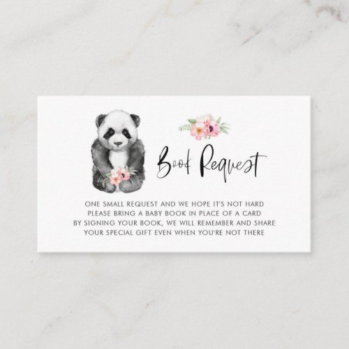 Watercolor Baby Panda Floral Book Request Card