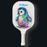 Watercolor Baby Penguin Modern Monogram Pickleball Paddle<br><div class="desc">Watercolor Baby Penguin Modern Monogram Pickleball Paddle This cute pickleball paddle design features a watercolor baby penguin on a white background, with your name or monogram in bold blue text for a look that is simple and stylish, yet trendy. It makes the perfect gift for Christmas, birthday, graduation, and more....</div>