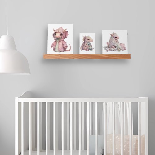 Watercolor Baby Pink Dragons Nursery  Picture Ledge