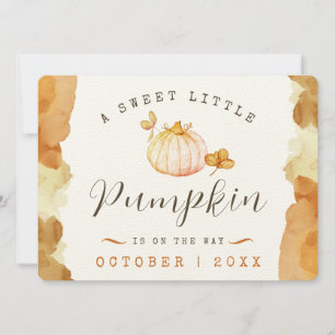 Watercolor Baby Pumpkin Pregnancy  Announcement