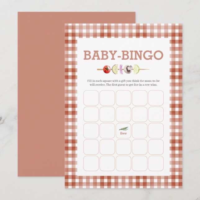 Watercolor Baby-Q Baby Bingo Card (Front/Back)