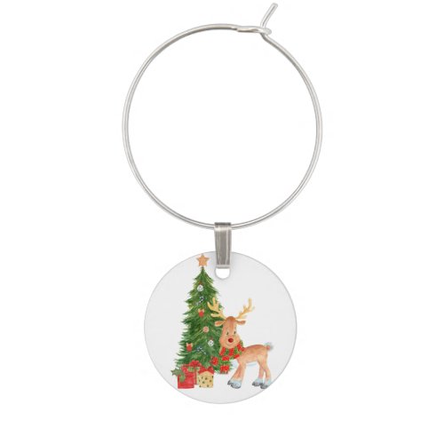 Watercolor Baby Reindeer Wine Charm