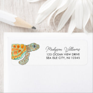 Watercolor Baby Sea Turtle Return Address Label