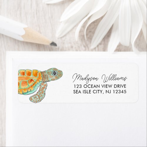 Watercolor Baby Sea Turtle Return Address Label