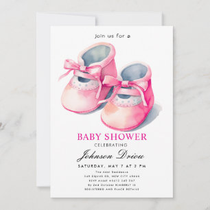 Watercolor Baby Shoes Theme Neutral Baby Shower Invitation