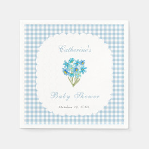 Watercolor Baby Shower Blue Flowers Napkins