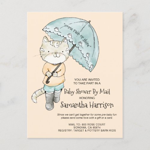 Watercolor Baby Shower By Mail Invitation Postcard