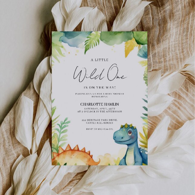Watercolor Baby Shower Dinosaur  Invitation (Watercolor Baby Shower Dinosaur Invitation)