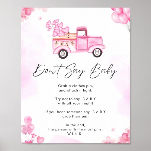 Watercolor Baby Shower Dont Say Baby Game Sign