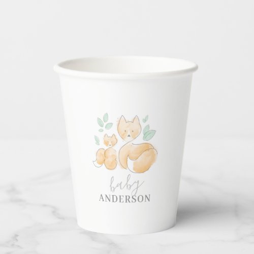 Watercolor Baby Shower Fox Paper cup