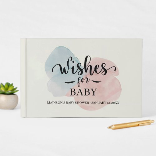 Watercolor Baby Shower Guest Book Wishes for Baby