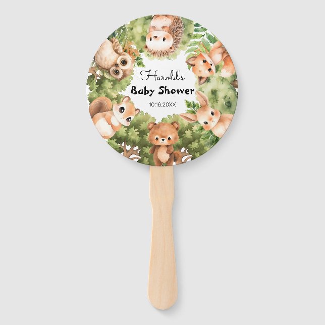 Watercolor Baby Shower Hand Fan (Front)