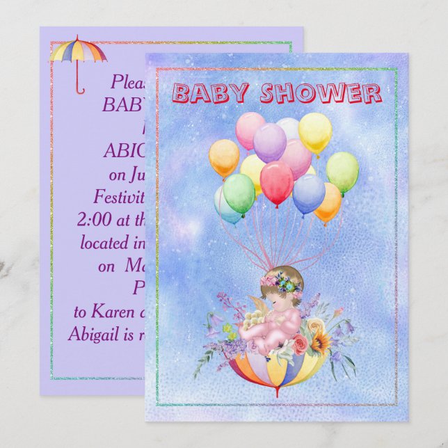 Watercolor Baby Shower Invitation (Front/Back)