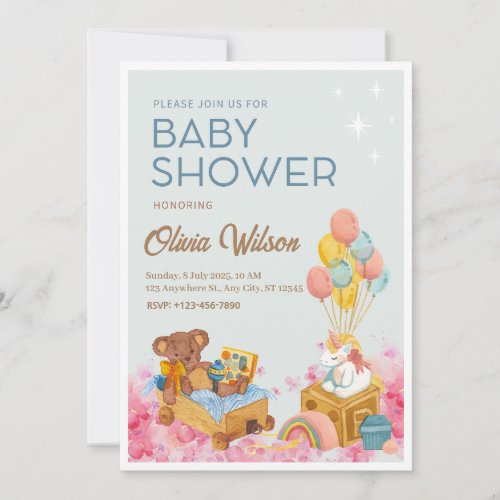 Watercolor Baby Shower Invitation Card