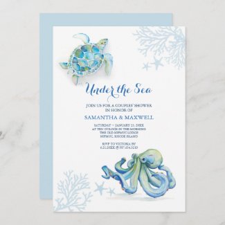 Watercolor Baby Shower Invitation Under The Sea