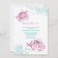 Watercolor Baby Shower Invitation Under The Sea