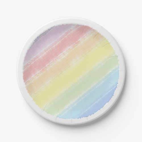 Watercolor Baby Shower Pastel Rainbow  Paper Plates