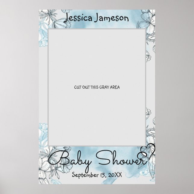 Watercolor Baby Shower Photo Prop Poster (Front)