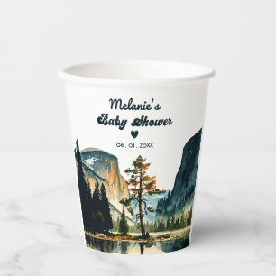 Watercolor Baby Shower Yosemite National Park Paper Cups