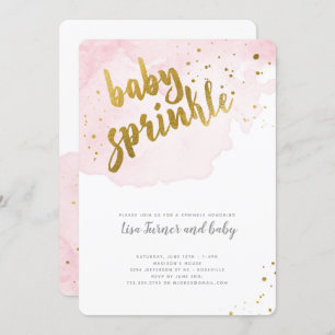 Watercolor Baby Sprinkle - Pink Invitation