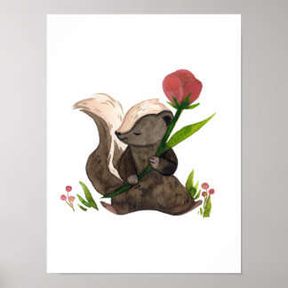 Watercolor Baby Squirrel Nursery Child Poster