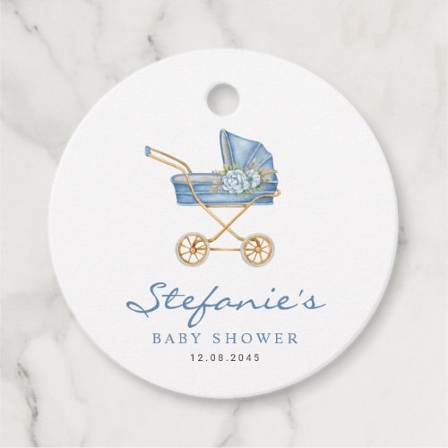 Watercolor Baby Stroller Its a Boy Baby Shower Favor Tags