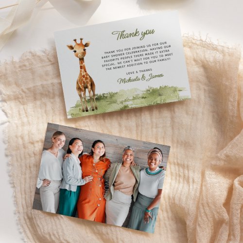 Watercolor Baby Zebra Baby Shower Photo Thank You Card