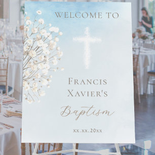 watercolor baby's breath Baptism baby boy Foam Board