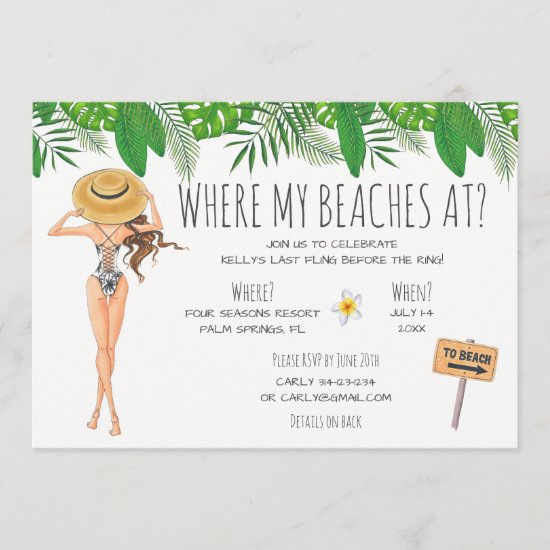 Watercolor Bachelorette Beach Party Invitation