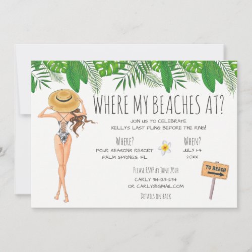 Watercolor Bachelorette Beach Party Invitation