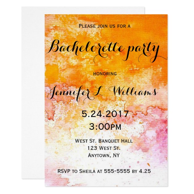 Watercolor Bachelorette Party Invitations