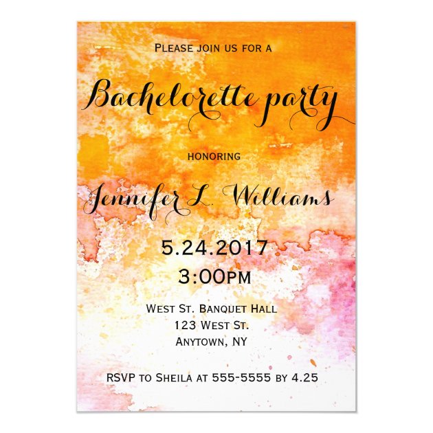 Watercolor Bachelorette Party Invitations