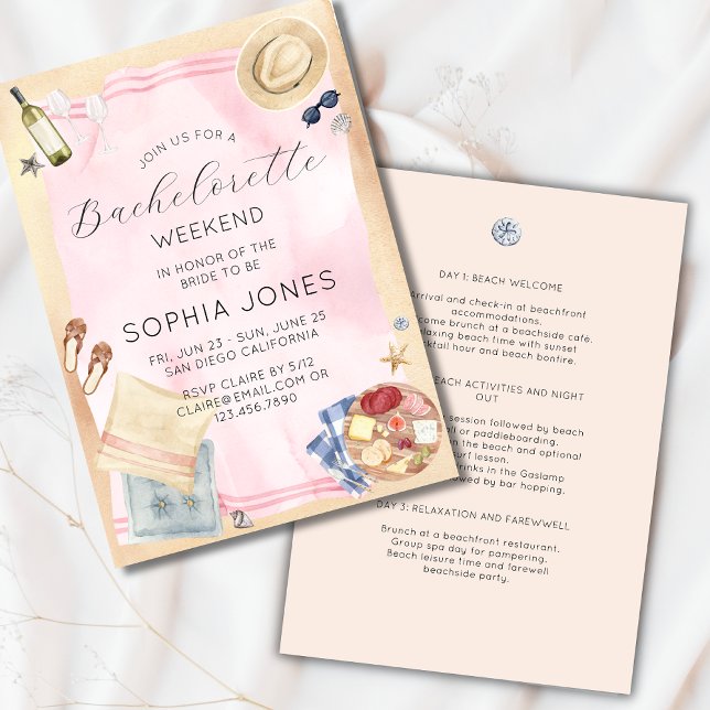 Watercolor Bachelorette Party Tropical Destination Invitation (Creator Uploaded)