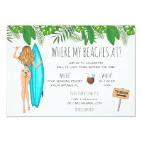Watercolor Bachelorette Surf Beach Party Invitation