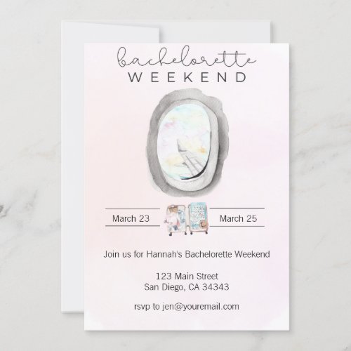 Watercolor Bachelorette Weekend Invitation