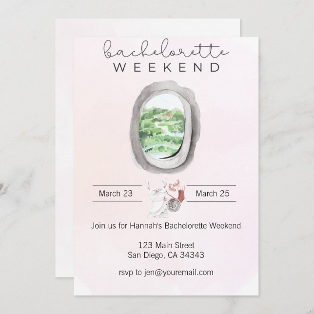 Watercolor Bachelorette Weekend  Invitation (Front/Back)