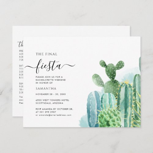 Watercolor Bachelorette Weekend Party Itinerary Invitation