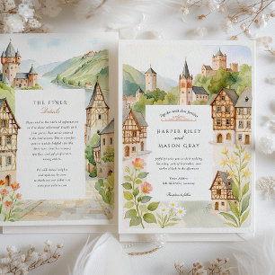 Watercolor BACHERACH Germany Wedding Invitation