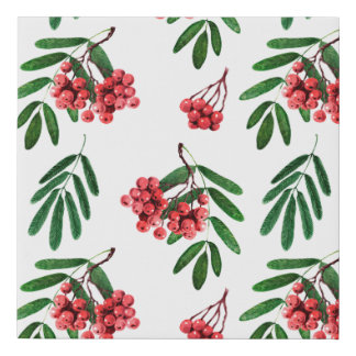 Watercolor background autumn bright rowan faux canvas print