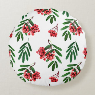 Watercolor background autumn bright rowan round pillow