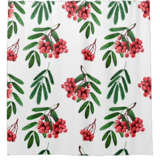 Watercolor background autumn bright rowan shower curtain