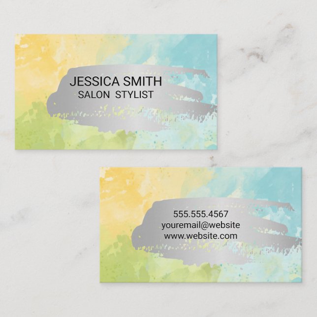Watercolor Background Business Card (Front/Back)
