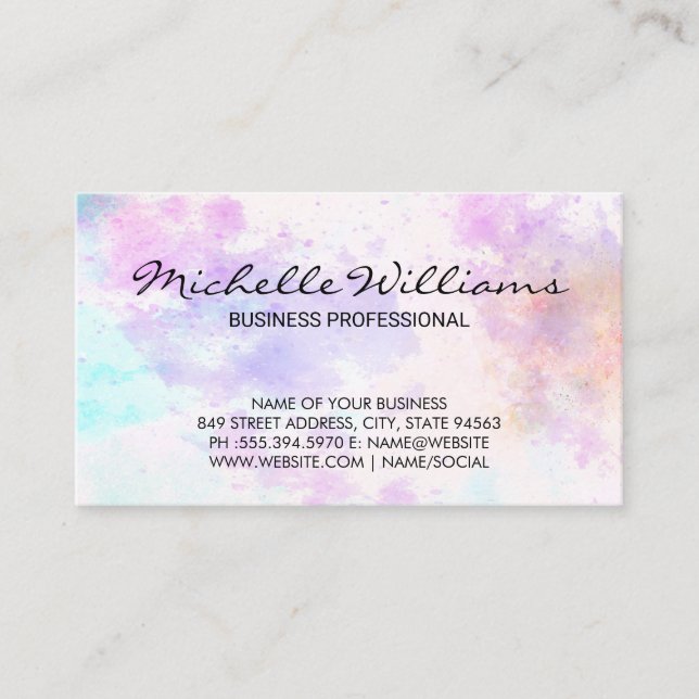 Watercolor Background Paint Business Card (Front)