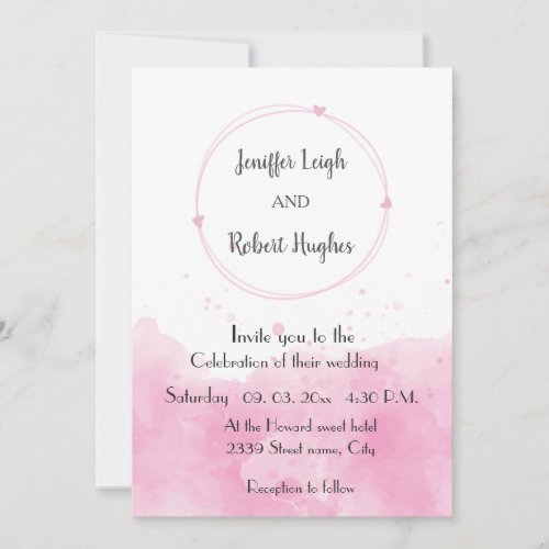 Watercolor background Romantic wedding Invitation