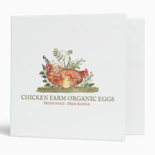 Watercolor Backyard Chickens Fresh Farm Eggs Des 3 Ring Binder