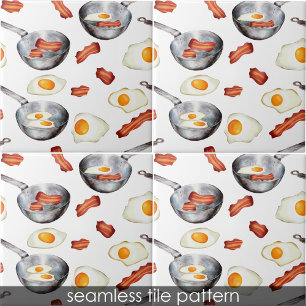 Watercolor Bacon & Eggs Breakfast Food Kitchen Ceramic Tile