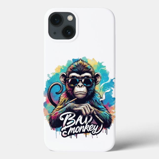 Watercolor Bad Monkey iPhone 13 Cases (Back)
