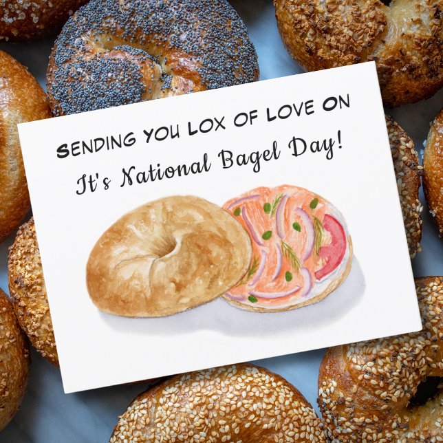 Watercolor Bagels Smoke Salmon National Bagel Day Postcard (Creator Uploaded)