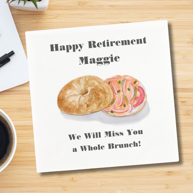 Watercolor Bagels Smoke Salmon Retirement Brunch Napkins (Creator Uploaded)