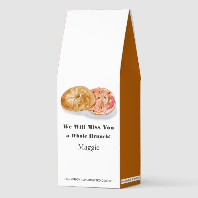 Watercolor Bagels Smoke Salmon Retirement Brunch Roasted Coffee (Front)